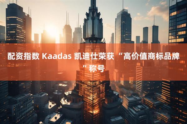 配资指数 Kaadas 凯迪仕荣获 “高价值商标品牌”称号