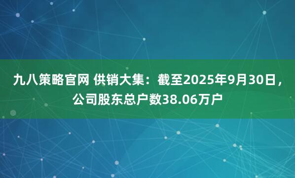 九八策略官网 供销大集：截至2025年9月30日，公司股东总户数38.06万户